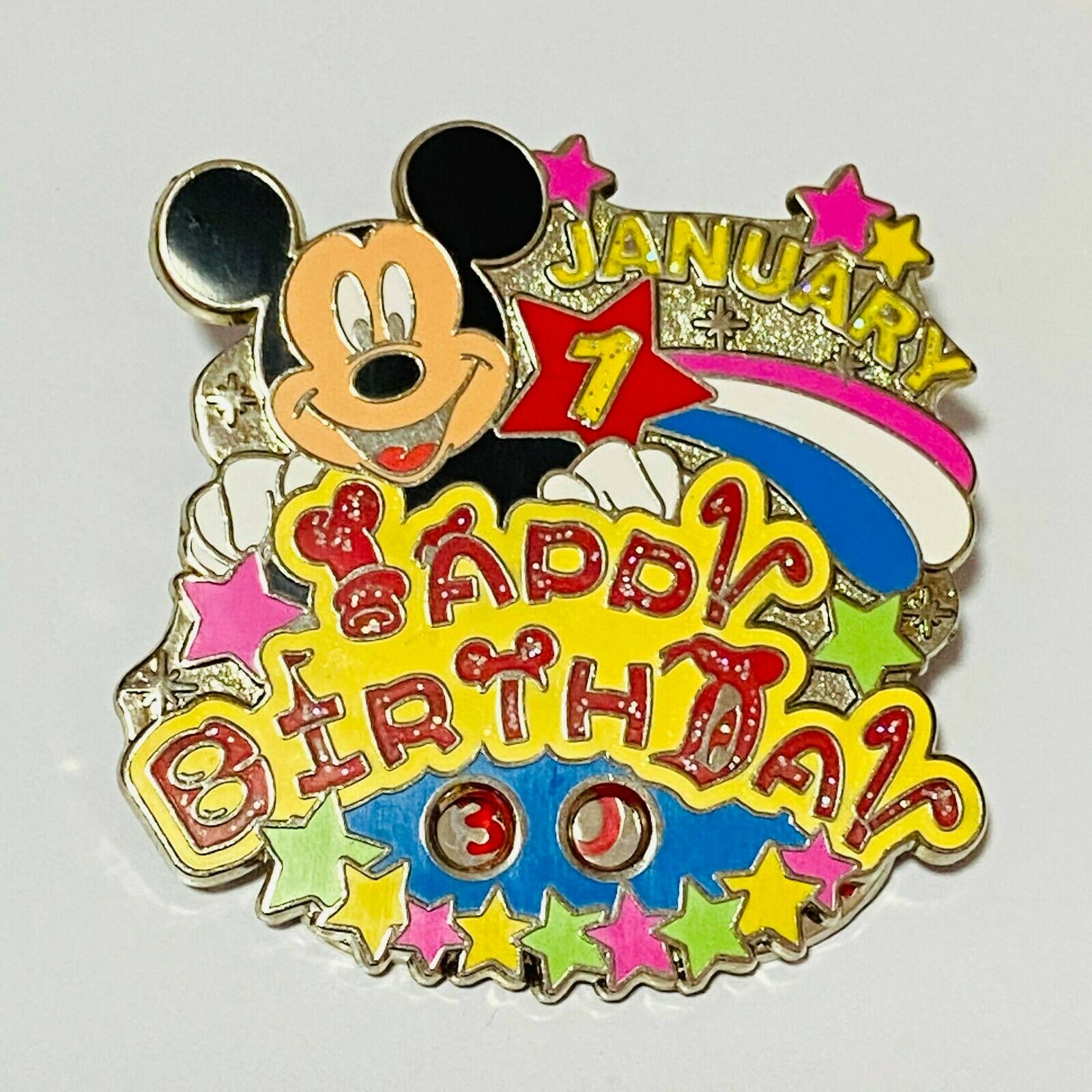 Disney Hkdl Happy Birthday Collection January Mickey Pin (set Lot Moveable)